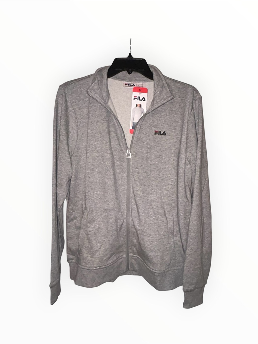 FILA Track Jacket Women’s Medium Gray Heather Full Zip Cotton Blend NWT